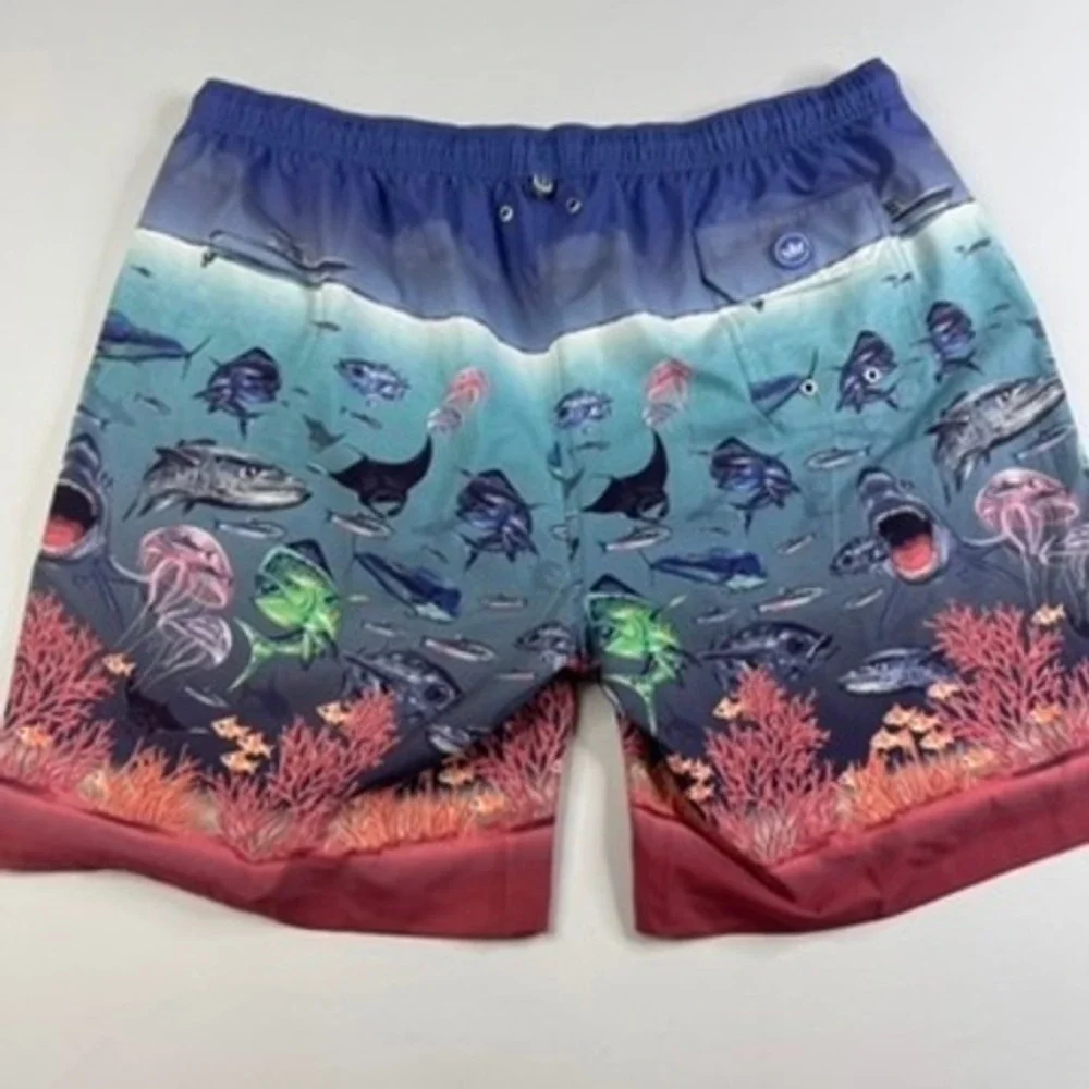 Peter Millar Seaside‎ Swim Suit Trunks Mens XL Blue Marine Life Ocean Traffic
